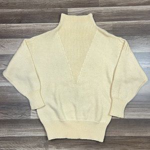 Riki for Crazy Horse Wool Blend Cream Yellow Sweater Pullover Sz Large